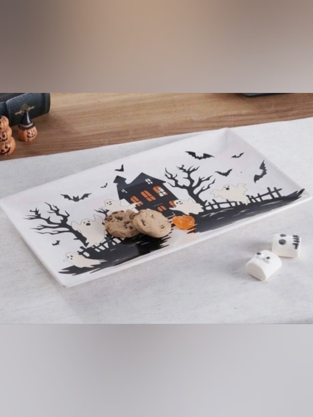 Halloween Haunted House Ceramic Tray